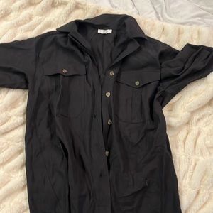 TopShop Black Short Sleeve Button Down Shirt